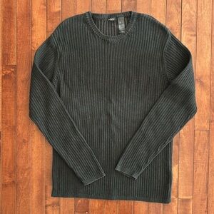 NWOT Claiborne Men’s Ribbed Black Crew Neck Sweater Size Large